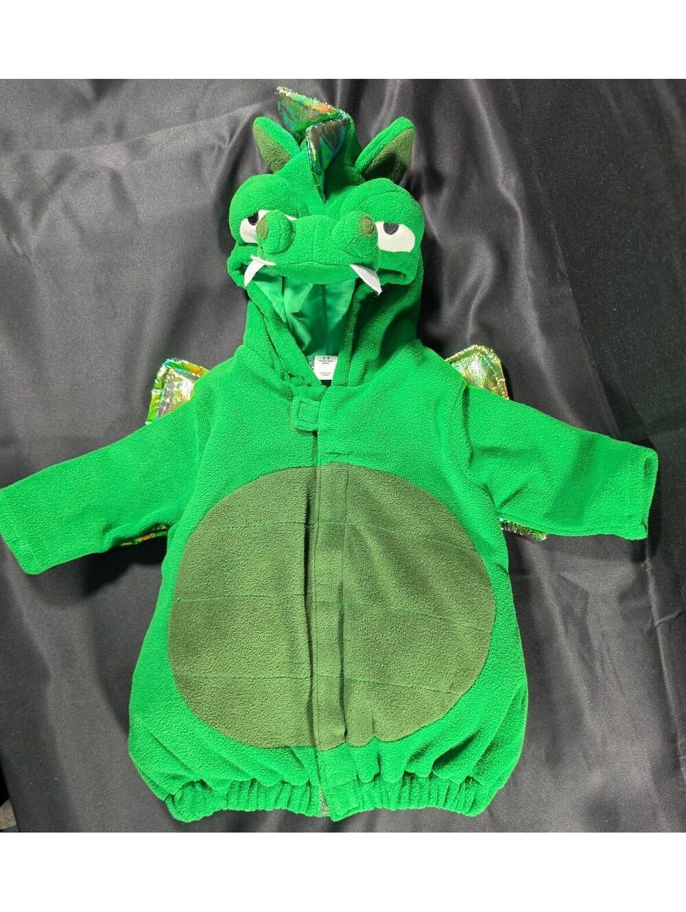 Old Navy Baby Dragon Hooded Costume 0-6 Months Green Plush with Wings
